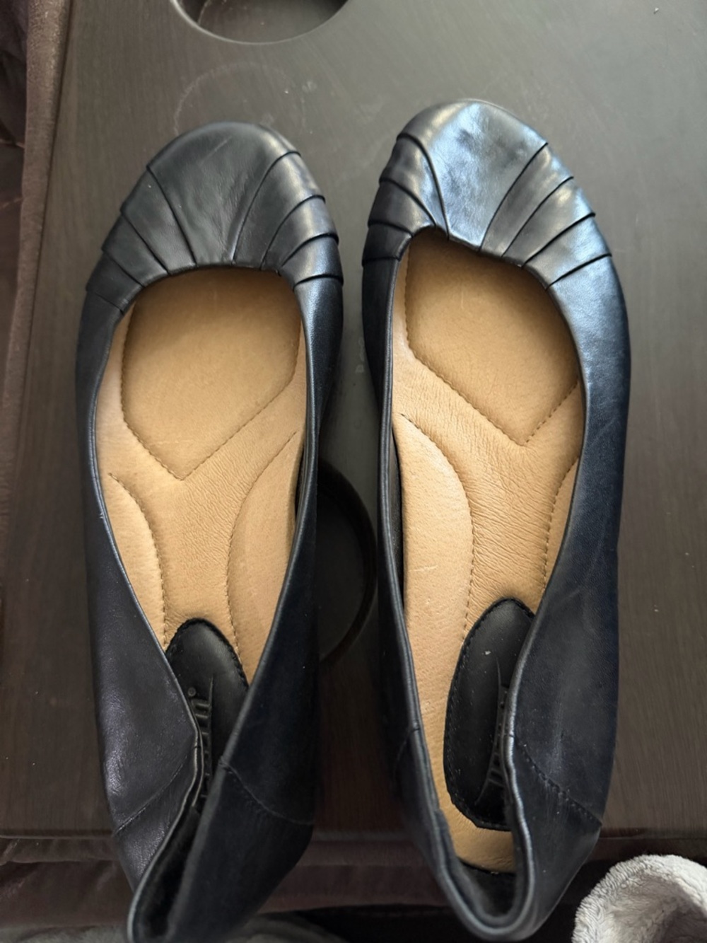 Earth Black Leather Women's Ballet Flats